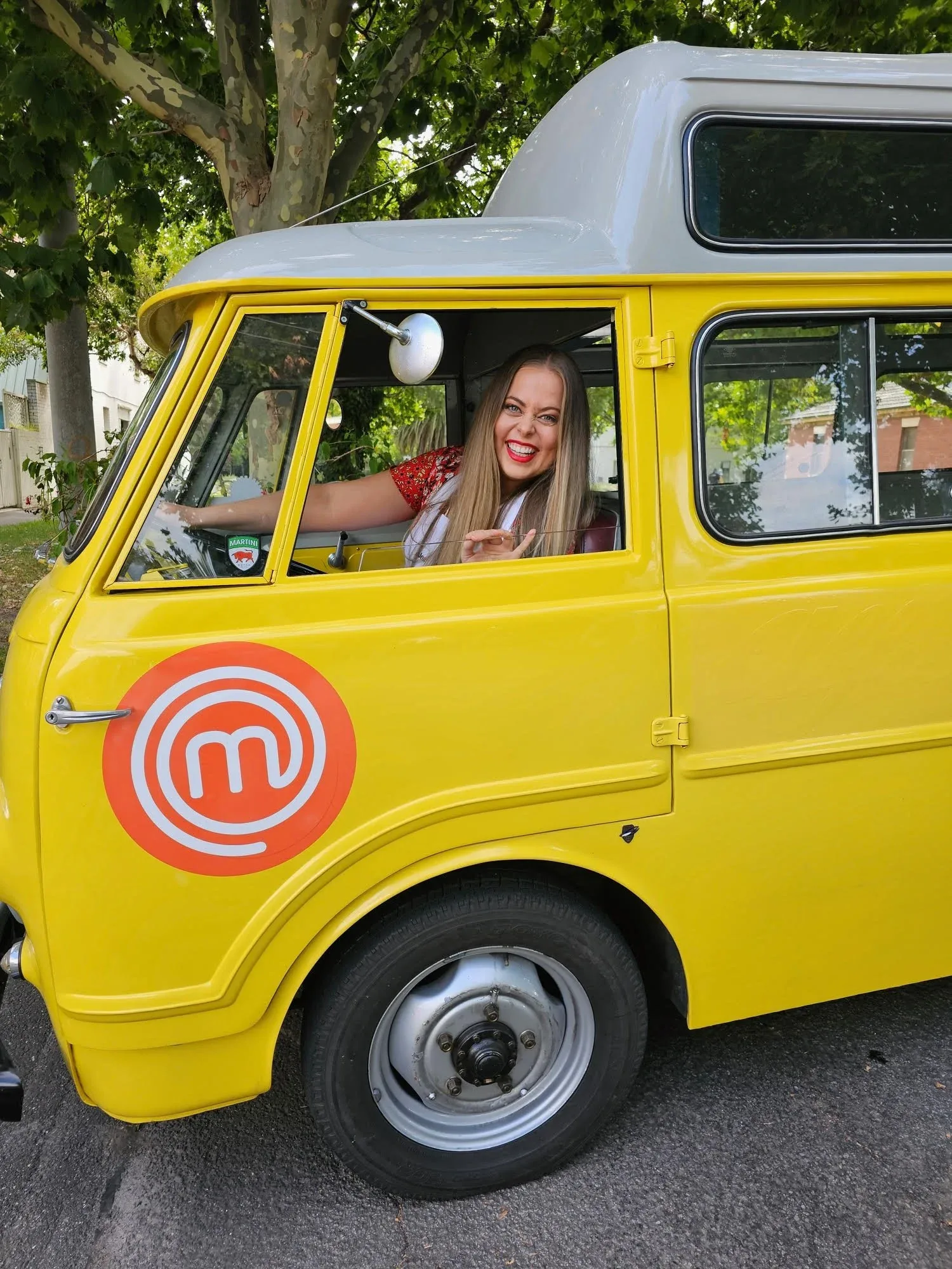Alex Crisp sitting in the MasterChef Australia 2024 combi van